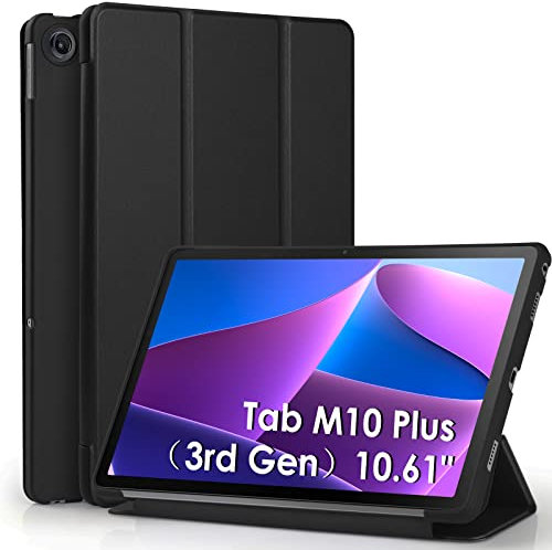 WD&CD Cuero Funda Compatible para Lenovo Tab M10 Plus (3rd Gen), 10.61 Pulgadas, Protector Compatible con Tab M10 Plus (3rd Gen), PC+PU Caso Carcasa Case Libro de Cuero con Soporte Función, Negro