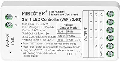 LGIDTECH FUT037W+ 3 in 1 LED Strip Controller WiFi+2.4G, Smartphone APP Control direttamente, compatibile con Amazon Echo Alexa Google Home Voice Control