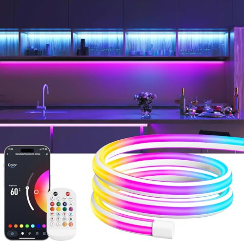 Lamomo LED Unterbauleuchte 2M RGB, Led Lichtleiste Küche, 24V Silikon LED Strip Streifen Flexibel, LED Leiste unter Schrankbeleuchtung für Innen Regale,Vitrinen,küchenlicht…