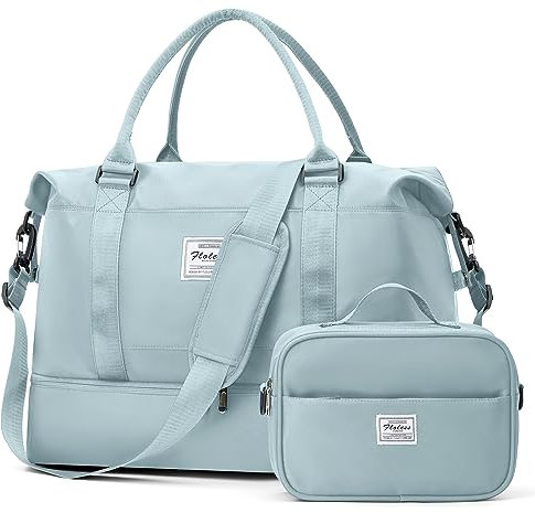 Reisetasche Damen Handgepäck Tasche Sporttasche mit Kulturbeutel Weekender Bag Schwimmtasche Wasserdicht Travel Duffle Bag Fitnesstasche Trainingstasche Krankenhaustasche mit Schuhfach,C6-Blau
