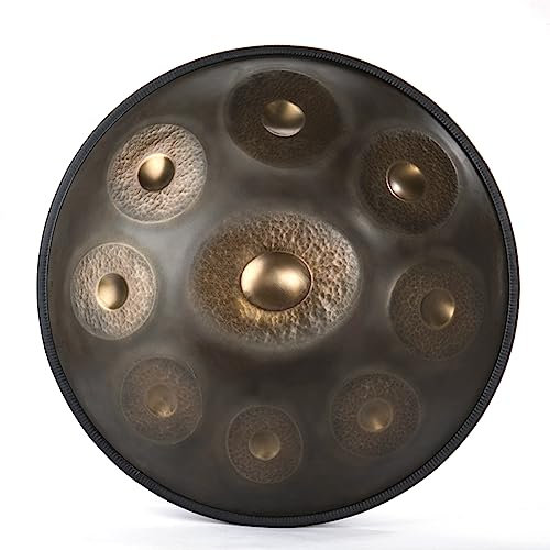 Stahltrommel D-Moll 22 Zoll Schlaginstrument Handpan-Trommel mit Trommelständer, Tragetasche für Erwachsene und Anfänger – 440 Hz/432 Hz Handpan-Set