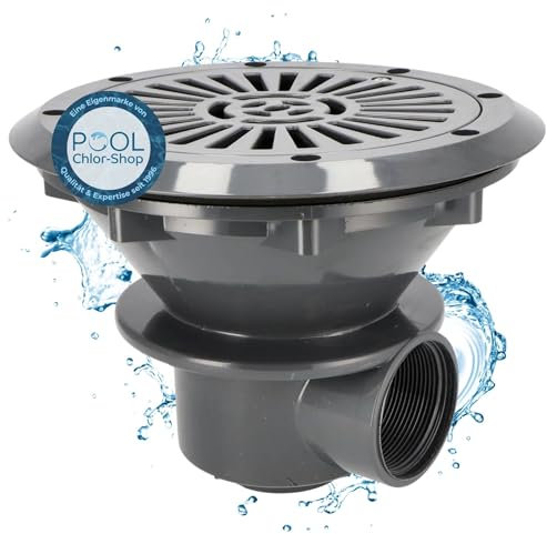 Duraol ABS Bodenablauf mit Deckel I Pool Hauptablauf inkl. Flansch, Dichtungen & Schrauben I Wasserablauf für alle Pools I Gesamtdurchmesser von 230 mm I Hochwertiges Pool Zubehör in Anthrazit