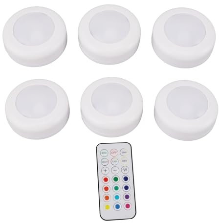 6 LED-Puck-Lichter mit Fernbedienung, Timer-Aus-Einstellungen, Dimmbare Kreisförmige Lampe, 100 Lm, LED-Lampen, LED-Nachtlichter, RGB, Warmes Licht für die Beleuchtung Unter Dem