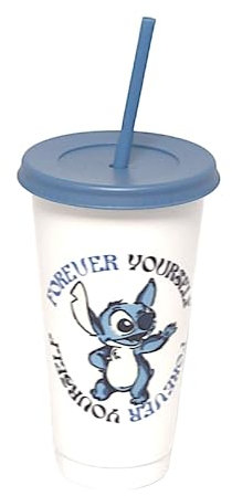 DIVAS SPIRITUAL Fun Forever Yourself Design, Spill-Resistant, Durable and Portable Lillo & Stitch Drink Cup with Straw (Forever Stitch)