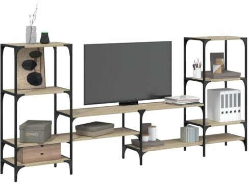 Homgoday Sonoma Meuble TV en chêne 206,5 x 28,5 x 95 cm en bois multicouche, meuble TV salon, table basse pour TV, meuble de salon industriel