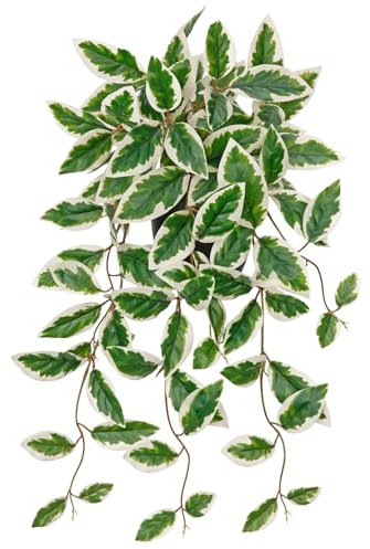 Oairse Artificial Plant Hanging Decorative Artificial Plants with Pot Artificial Plants Like Real for Outdoor Garden Decoration Bedroom Office Windowsill Indoor Decoration Long 50 cm Green/White