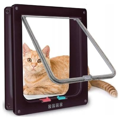 Katzenklappe Hundeklappe Magnet-Verschluss Hundetür Katzentür 29x25 cm Haustierklappe Haustiertür (Braun)