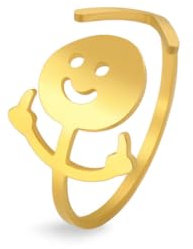 Caiduoduo hip hop lustig graffiti hände mittelfinger kinder öffnen ring edelstahl männer damen lustig bösewicht ringe