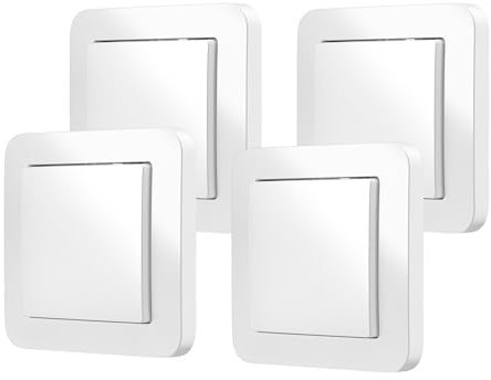 Bosch Smart Home wall switch for smart actuators, space-saving installation in connector socket, for Bosch Smart Home light/shutter control II, relay or dimmer, 4-piece set