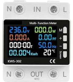 Smart Power Meter Over Under Voltage Protection Relay Switch Circuit Breaker kWh Temperature Meter Smart Life AUOQKQUT(Meter)