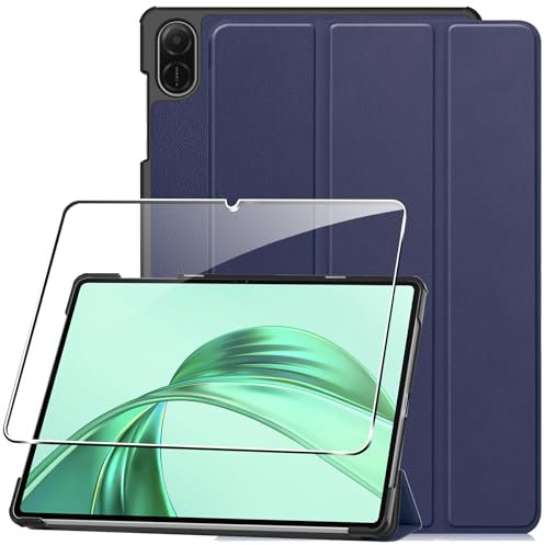 Cover per Honor Pad X8a 11 2024 custodie +1 Pezzi Vetro Temperato,Gomma Protezione Protettivo,Ultra Sottile Antiurto Anti-Graffio TPU Flessibile Case -Blu