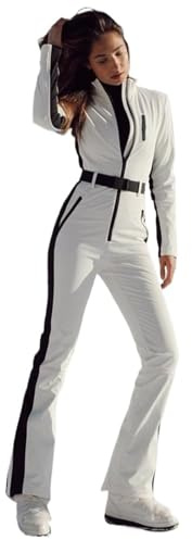 AYWTIUN Skianzug Damen Winter-Patchwork-Skioverall for Damen, langärmelig, wasserdicht, Winddicht, Skioverall, weiblich, eleganter Skateboard-Overall(L)