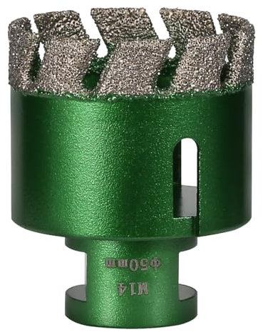 Vearter 50 mm Diamond Core Drill Bit, M14 Thread Connection Masonry Hole Saw, Vacuum Brazed Hollow Hole Cutter for Tile, Marble, Granite, Porcelain, Concrete, Quartz Stone