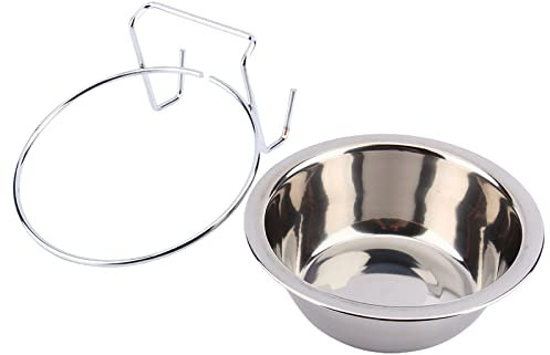Pet Stainless Steel Cage Bowl Hanger, Hook On Feeding Dog Bowl Pet Rabbit Bird Dog Puppy Food Water Cage Cup Clamp Holder for Pet Feeding