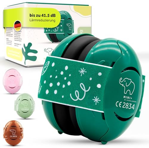Schallwerk ® Mini+ Gehörschutz (Jungle Green) - Kapselgehörschutz für Kleinkinder und Kinder - Hochwertige Lärmschutz Kopfhörer - Gehörschutz Ohrenschützer ideal für Alltag & Events