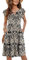 PLOKNRD Women's Summer Dress V-Neck Ruffle Sleeve Ladies Dress Elastic Waist Loose Swing Casual Dress with Pockets Knee Length (Boho Black Flowers,L)