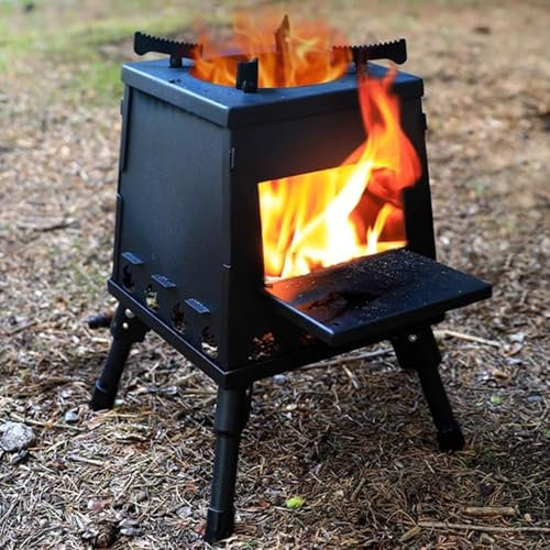 Camping Ofen Holz Faltbar Gartenofen Tragbarer Kleiner Holzofen mit Klappbare Beine, Outdoor Ofen Campingofen für Garten, Camping, Outdoor Küche(S)