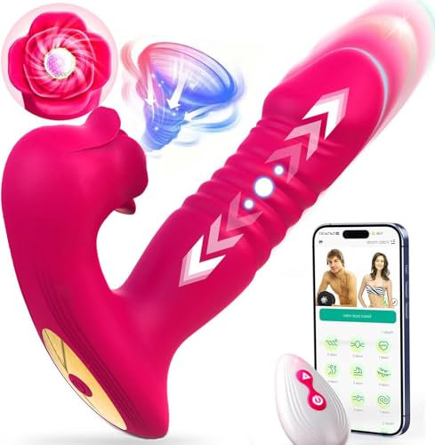 ARLOVESIN Vibratoreper donna professionale,3 in 1vibratore Sexytoysys donna Succhia Clitoride Per Donna Stimolatore Per Clitoride Con10modalità,APP Dildo Anale Vibratori per Coppia Sex Toy(rosa-2)
