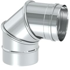 Schornstein Winkel/Bogen drehbar 0-90 Grad aus Edelstahl, Durchmesser 100 mm