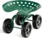 FANTASK Rollsitz mit Rollen bis 150 kg, höhenverstellbar 360 ° drehbar, Mobiler Gartensitz Outdoor Gartenhocker, Gartenrollsitz Metall, breite Reifen, Grün
