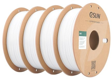 eSUN PET 3D Printing Filament 4KG, High Toughness, White | 1.75mm 3D Printer Filament, 1KG (2.2 LBS) per Spool