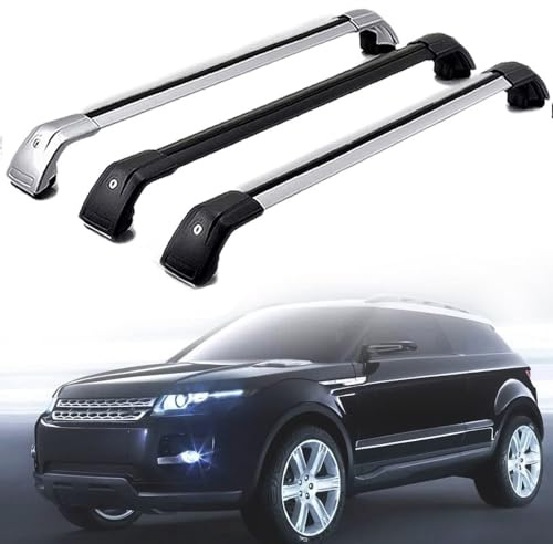 WRUHUA Barre Portatutto per Range Rover Evoque SUV 2011-, Tetto Portapacchi Barra Alluminio Auto per Railing Integrati con Serratura,Black-1 Pair