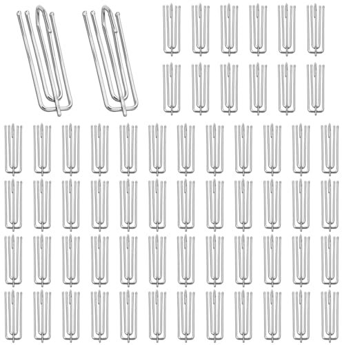 60 Stück Gardinenhaken Metall,Vorhanghaken Aus Edelstahl,Curtain Hooks, Faltenhaken,4 Zinken Pinch Vorhang Falte Haken,für Gardinen und Vorhangringe Schienen