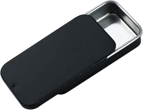 Zhhuoc Black Metal Rectangular Empty Mini Tin Box,Mini Iron Box Tinplate Push Candy Pill Cases Bins Jar Food Containers Storage for Home (60x34x11mm)