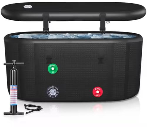 JMbpkduHs Ice Bath Tub with Lid for Athletes,Portable Cold Plunge Tub for Cold Water Therapy,Adult Spa for Ice Baths and Soaking,135 * 80 * 65CM(squarebarrel)