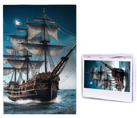 Piratenschiff Puzzle für Erwachsene 1000 Teile, Holzpuzzle aus Fotos, herausfordernde Puzzles perfekt für Spieleabende, Heimdekoration Puzzles Geschenk für Urlaub Geburtstag