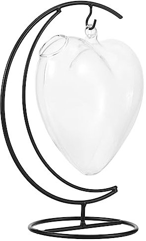 DINHEAROM Juego De Vasos De Cristal Colgantes Forma De Corazón, Recipiente Para Cócteles De Vidrio Con Soporte De Hierro, Vaso Al Revés Para Fiesta y Decoración, 1 Set