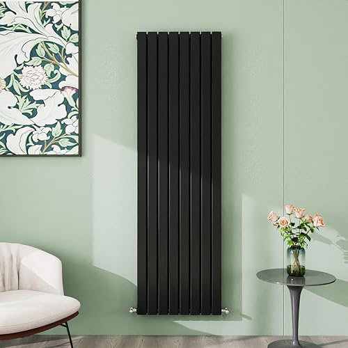 Simple Bathroom 1800×544mm Black Vertical Designer Radiator Double Panel Modern Central Heating Flat Panel Radiators