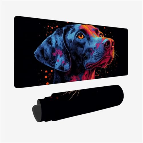 Chien Tapis de Souris Animal Tapis Souris XXL 700x300x3mm sous Main Bureau Gaming Accessoire, Mouse Pad pour Clavier avec Bords Surpiqués et Dos Antidérapant, Haute Précision et Vitesse, pour Gamer