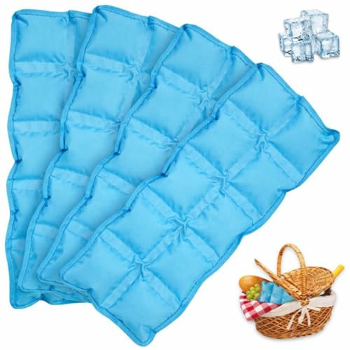 Flexible Ice Packs for Lunch Boxes - 4 Pack Slim, Soft Gel Freezer Packs (10”x4”x0.7”) Reusable, Long Lasting Cold Packs for Lunch Bags, Coolers, Travel, Camping & Baby Bottles