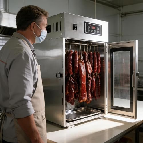lealovengzh Essiccatore Alimentare in Acciaio Inossidabile Biltong Box, Nuovo Armadio di Essiccazione 2026 - Grande 7,5 kg, 14 Ganci,Controllo della Temperatura 30-90°C - per Essiccare Biltong, Carne