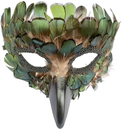 Monetais Masque d'aigle à plumes mystérieuses, masque d'animal 'oiseau, demi-visage, Costume de mascarade pour Halloween, fête de Cosplay du Mardi Gras