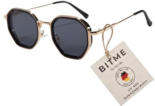BitME Solutions Sonnenbrille Damen – Vintage Oval Cat-Eye Design – UV400 Schutz – Retro Brille für Schmales Gesicht – Modisches Accessoire für Sommer & Festival – Schwarz