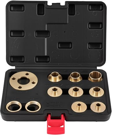 maXpeedingrods 8Pcs Router Guide Brass Bushing Bush Template Set for Woodworking Makita Freud Base, Bushing Guides Lock Nuts 1-3/16
