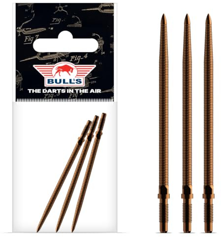 Bull's CP Micro Grip dartspitzen für maximale Fingerkontrolle beim Wurf - Präzises Micro-Grip-Profil und steeldart Spitzen für konstante Leistung - Schwarz/Bronze, 32mm/36mm/40mm, 3er Spitzen Set