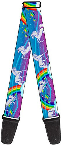 Gitarrengurt von Buckle-Down Unicorns/Rainbows/Stars Blue/Rainbow/White