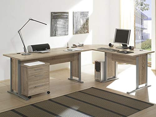 möbelando Schreibtisch-Kombination Winkelschreibtisch Bürotisch Arbeitstisch Clermont I Sonoma-Eiche