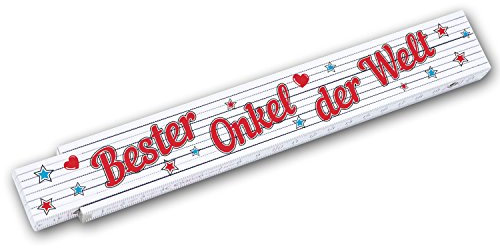 Zollstock Meterstab 2 m mit Schriftzug Bester Onkel der Welt Geschenkidee zum Geburtstag Männertag Weihnachten Familie Mann Handwerker