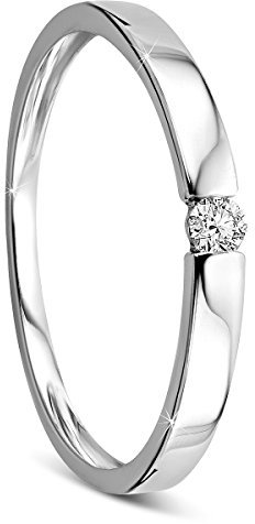 Orovi Damen Verlobungsring Gold Solitärring Diamantring 14 Karat (585) Brillanten 0.05crt Weißgold Ring mit Diamanten