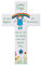 FRITZ COX Kinderkreuz aus Holz Regenbogen-Engel | Holzkreuz weiß| tolles Geschenk zur Taufe und zum Geburtstag | Lieber Engel sei mein Begleiter | für Jungen & Mädchen | 15 cm