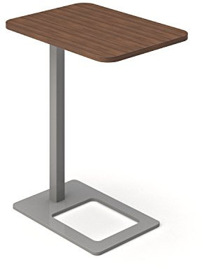 Mobiler Beistelltisch MOBI 400 x 500 mm mobiler Arbeitstisch Büro Kaffeetisch Ablagetisch, Gestellfarbe:Silber, Melamin-Farbe:Nussbaum