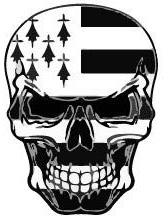 Autocollant tête de mort avec le drapeau sticker breton logo 3 - Taille : 17 cm