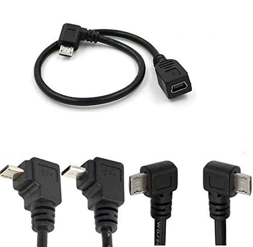 90° Degree Angle USB 5P Micro B Male to 5P Mini USB Female Left Right Down Up Angled Extension Cable Adapter for Phone Charger GPS MP3 MP4 Data Sync Tablet Cord Adaptor (up+dwon+Left+Right)