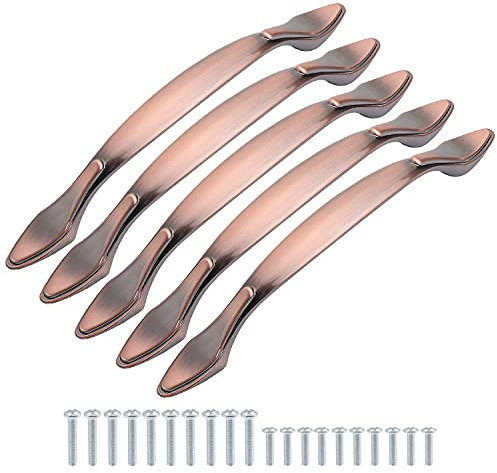 TsunNee 10 Stück Vintage Schrankgriffe Möbelgriffe Türgriffe 17,7 cm lang (Mitte des Lochs) Bronze Rot 128 mm