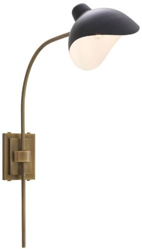 Casa Padrino Designer Wandleuchte Antik Messingfarben/Schwarz 19,5 x 67 x H. 70 cm - Elegante Wandlampe im 50er Jahre Stil - Luxus Kollektion