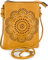 styleBREAKER Damen Mini Bag Umhängetasche mit Blumen Lasercut Cutout Muster und Strass, Schultertasche, Handtasche 02012367, Farbe:Senf